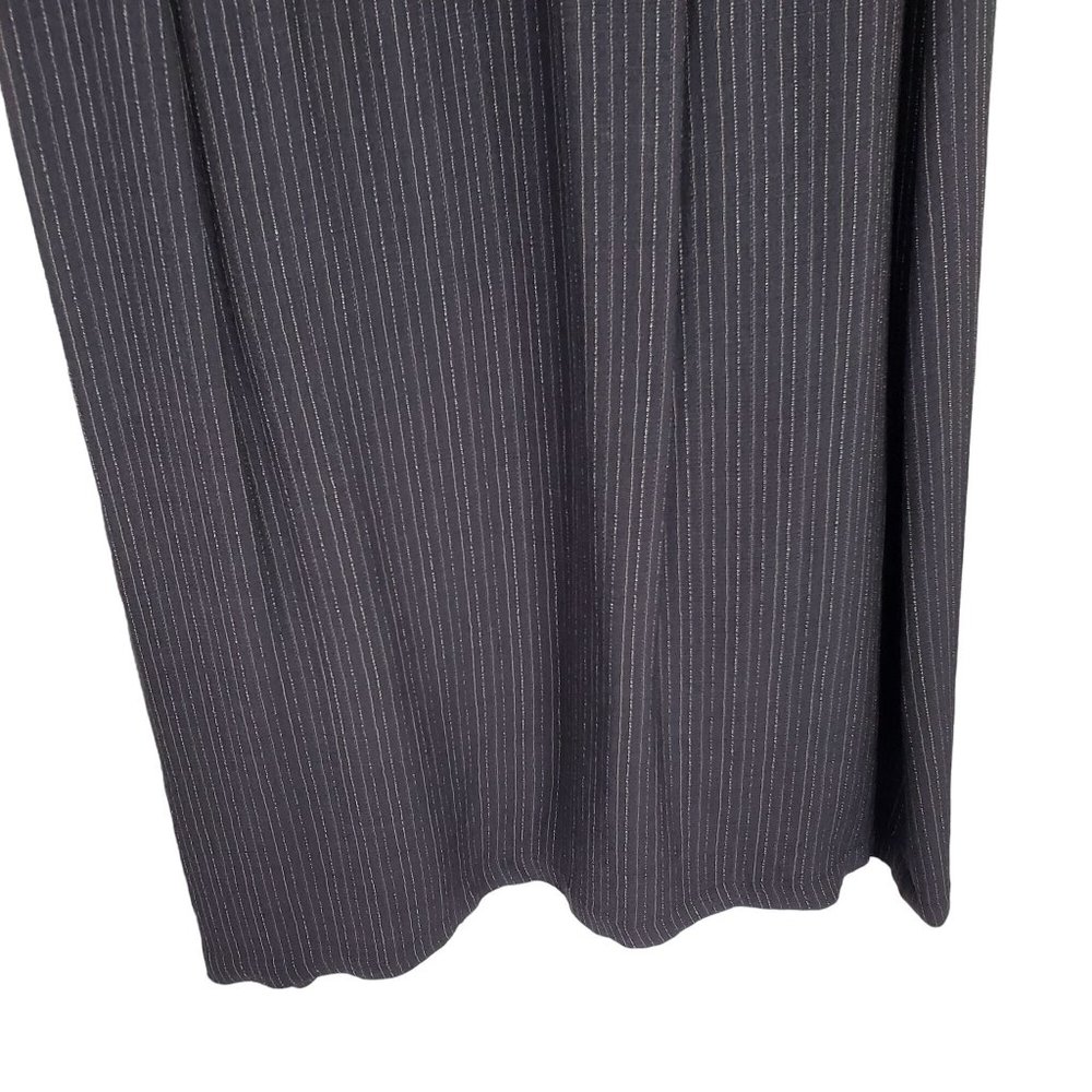 Eileen Fisher Size M Skirt Button Front Woven Wool Rayon Maxi Pinstripe Blue - Picture 6 of 10